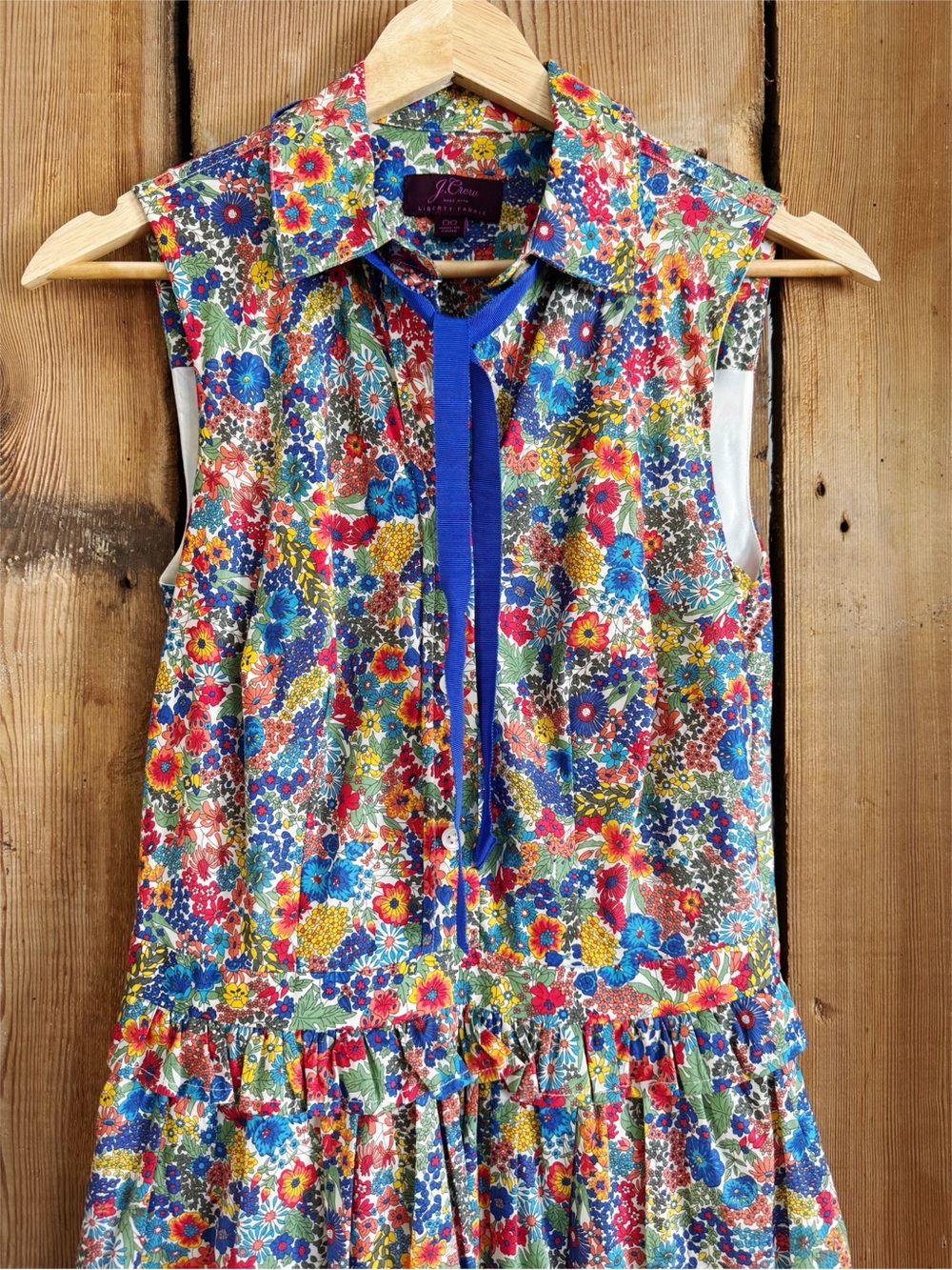 Sz 00 J. Crew Cotton Midi A-Line Shirt Dress In Liberty Margaret Annie Print EUC - Picture 2 of 6